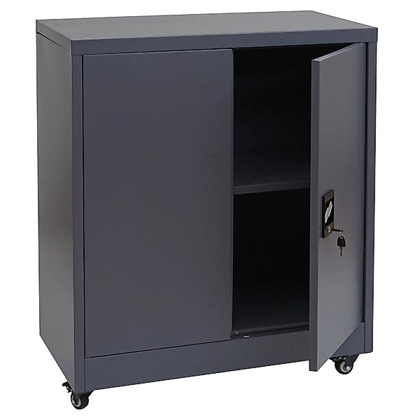 Proregal Aktenschrank Rollbar HxBxT 98x80x40 cm 2 Türen Abschließbar Stahl günstig online kaufen