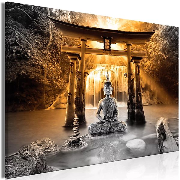 Wandbild - Buddha Smile (1 Part) Wide Orange günstig online kaufen