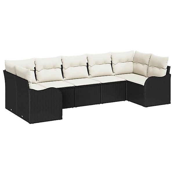 vidaXL Garten-Sofa-Set mit Kissen 7-Tlg Schwarz Poly Rattan 3345847 günstig online kaufen