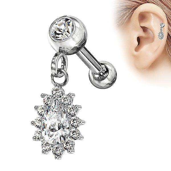 Taffstyle Piercing-Set Tragus Ohr Knorpel mit Kristall Tropfen Anhänger, St günstig online kaufen