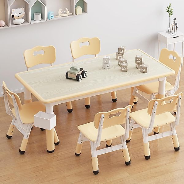 GarveeMore Kindersitzgruppe Kindertisch und 6 Stühle günstig online kaufen