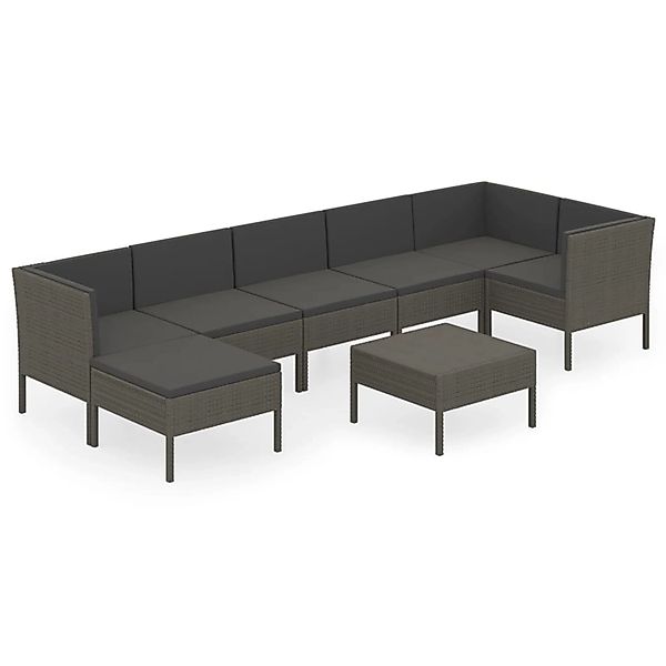 8-tlg. Garten-lounge-set Mit Auflagen Poly Rattan Grau günstig online kaufen