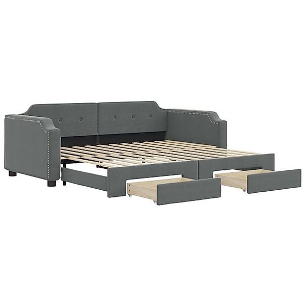 vidaXL Bett, Tagesbett Ausziehbar mit Schubladen Dunkelgrau 100x200 cm Stof günstig online kaufen