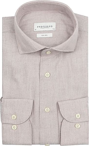 Profuomo Hemd Peached Herringbone Flanell Beige - Größe 39 günstig online kaufen