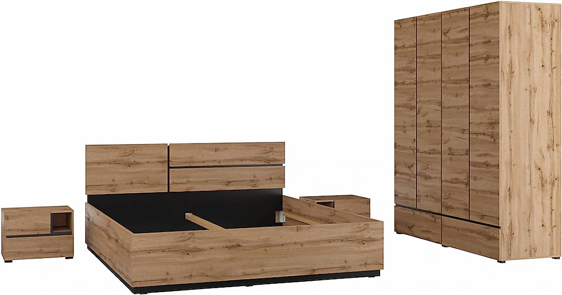 Home affaire Schlafzimmer-Set "Cross, moderne, grifflose Optik, FSC-zertifi günstig online kaufen