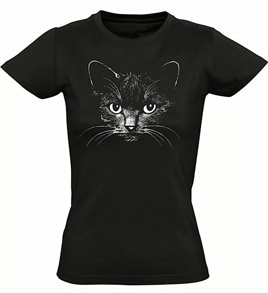 Baddery Print-Shirt Damen T-Shirt: Katze - Cat Kätzchen Miau Mieze, hochwer günstig online kaufen