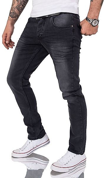 Gelverie Slim-fit-Jeans Herren Jeans Stonewashed Dunkelgrau günstig online kaufen