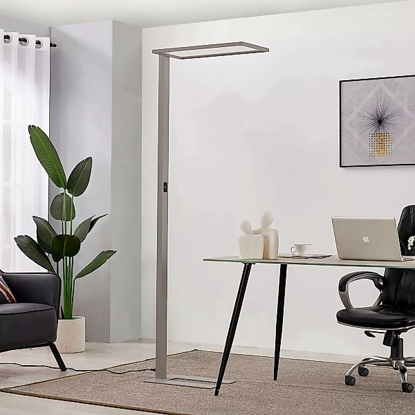 Prios LED-Bürostehleuchte Taronis, 195 cm, silber, dimmbar günstig online kaufen