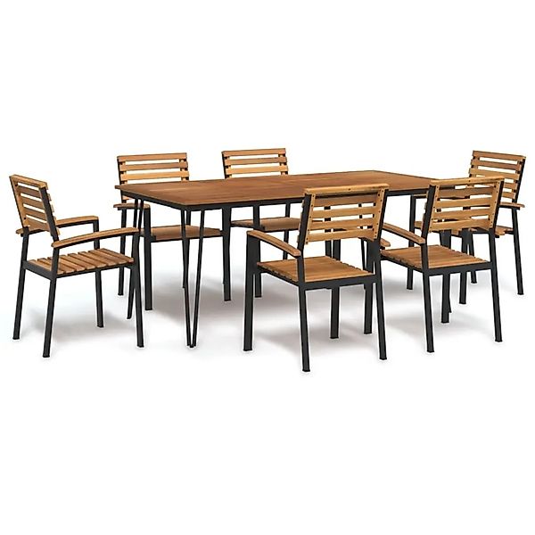 vidaXL 7-Tlg Garten-Essgruppe Massivholz Akazie und Metall 3155419 günstig online kaufen