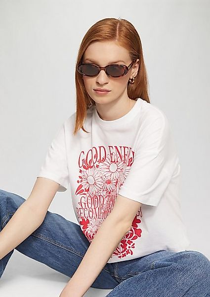 QS Kurzarmshirt Baumwollshirt mit Frontprint und günstig online kaufen