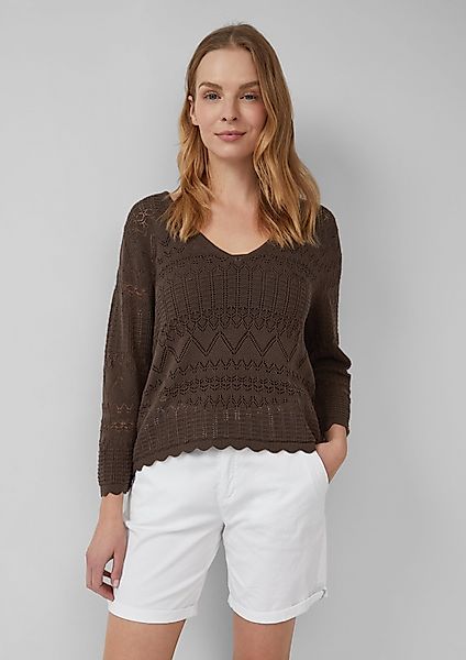 s.Oliver Strickpullover Ajour-Strickpullover mit 3/4-Ärmeln günstig online kaufen