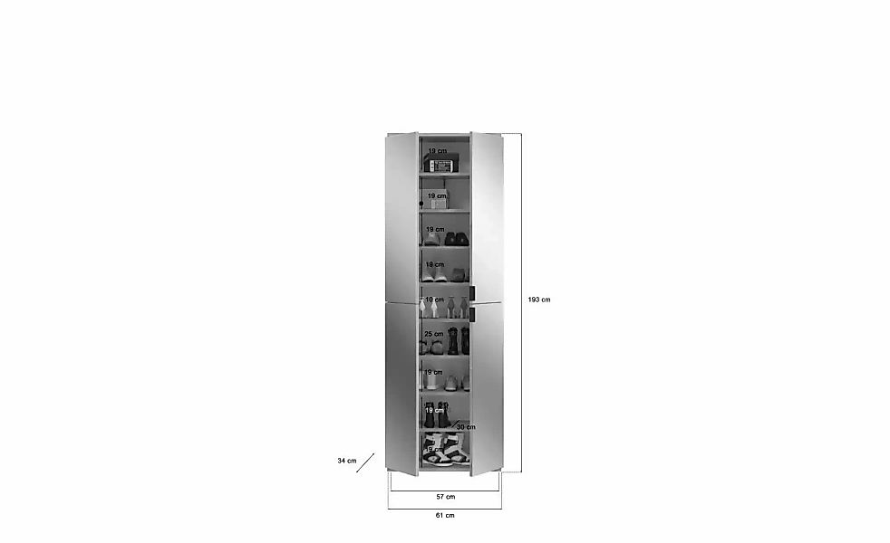 Garderobenschrank  Projekt X ¦ holzfarben ¦ Maße (cm): B: 61 H: 193 T: 34.0 günstig online kaufen