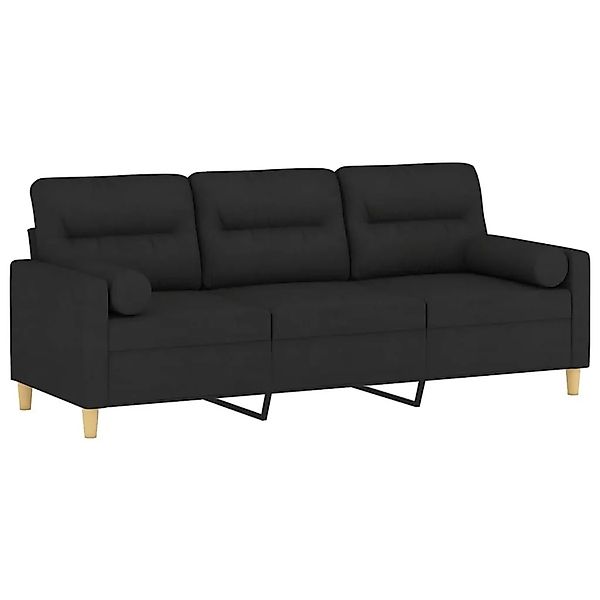 vidaXL 3-Sitzer-Sofa mit Zierkissen Schwarz 180 cm Stoff 3200833 günstig online kaufen