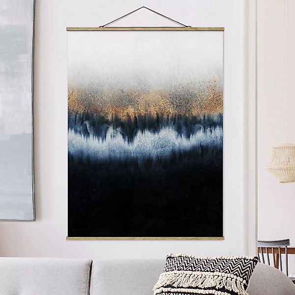 Stoffbild Abstrakt mit Posterleisten - Hochformat Goldener Horizont günstig online kaufen