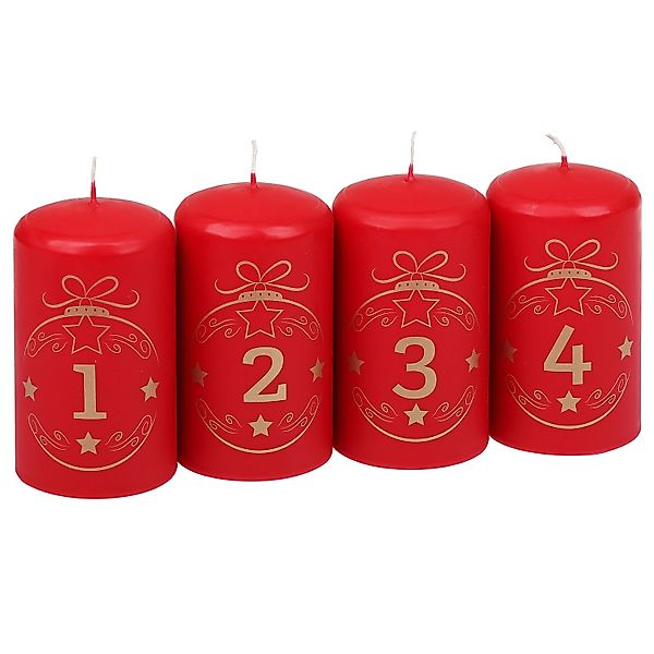 Steinhart Stumpenkerze Advent Balls 1 - 4 Rubin Ø 5,7 cm x 10 cm 4er Riegel günstig online kaufen