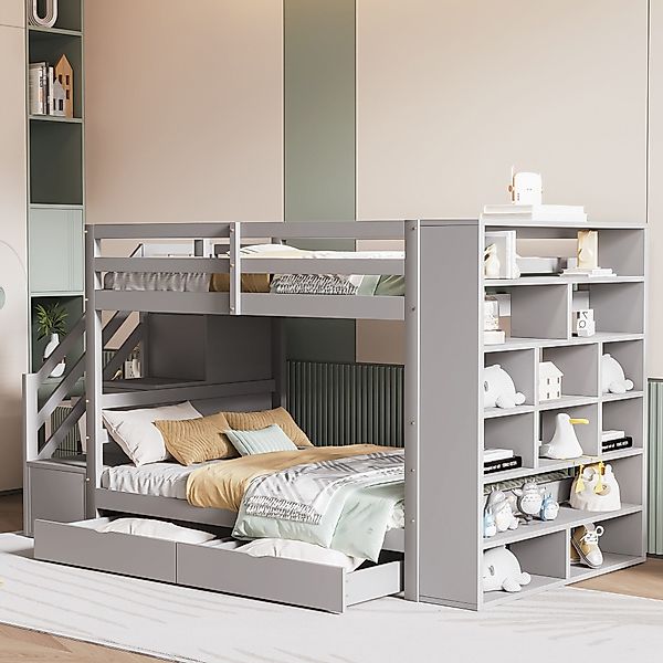 Tongtong Etagenbett,Kinderbett, Jugendbett, Sicherheitstreppe mit Staufäche günstig online kaufen