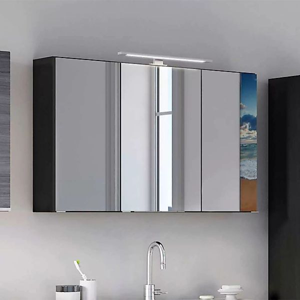 Badezimmer Spiegelschrank in Dunkelgrau LED Beleuchtung günstig online kaufen