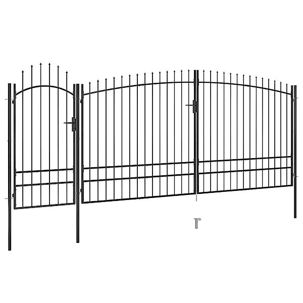 vidaXL Gartentor mit Speerspitzen 5x2,45 m Schwarz 146326 günstig online kaufen
