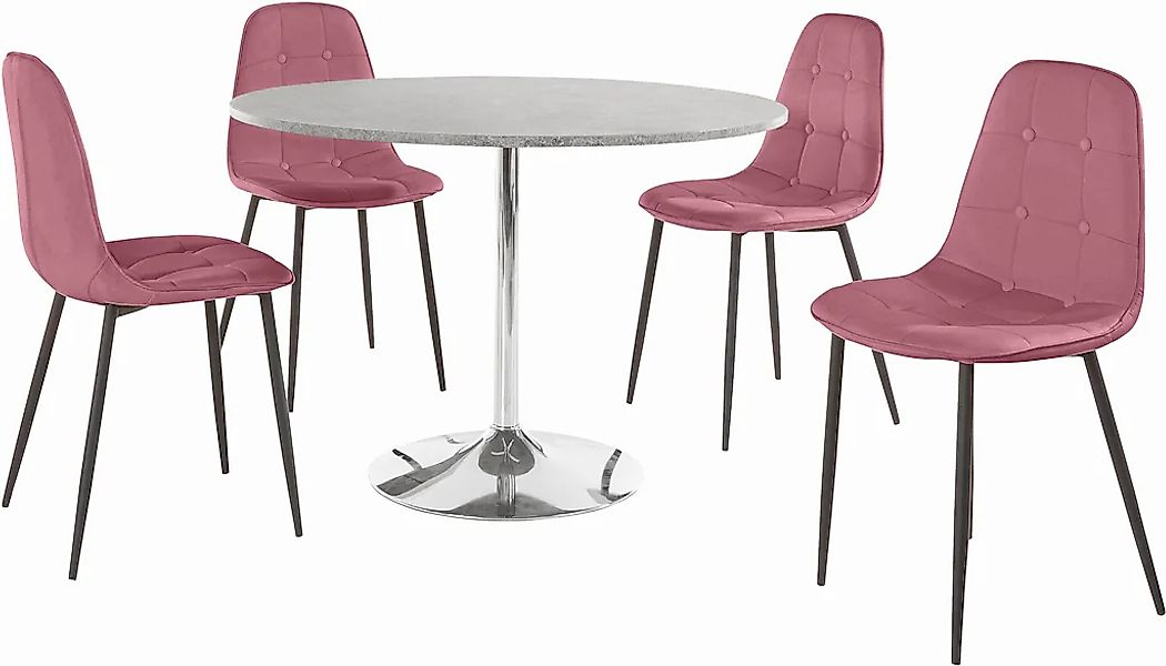 INOSIGN Essgruppe Set, 5 Stk. tlg. mit rundem Tisch im Zement-Optik günstig online kaufen