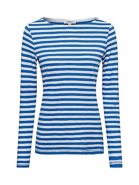 s.Oliver Langarmshirt Geringeltes Langarmshirt aus Flammgarn mit U-Boot-Aus günstig online kaufen