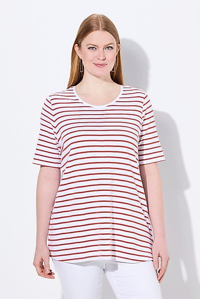 Ulla Popken T-Shirt Ringelshirt A-Linie Rundhals günstig online kaufen