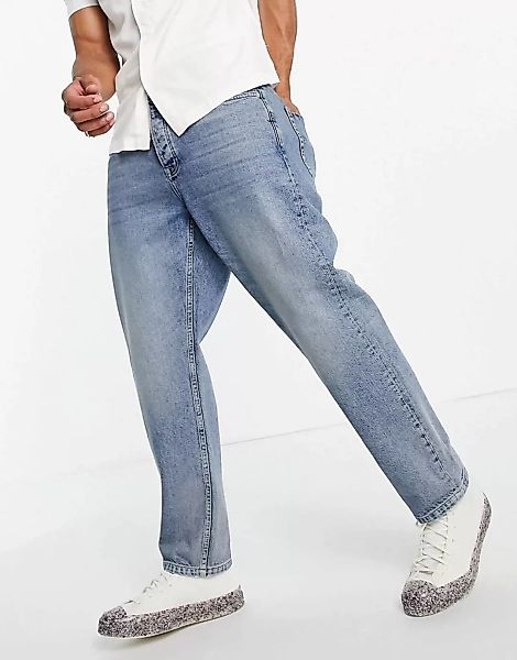 Topman – Lockere Jeans in verwaschenem Mittelblau günstig online kaufen