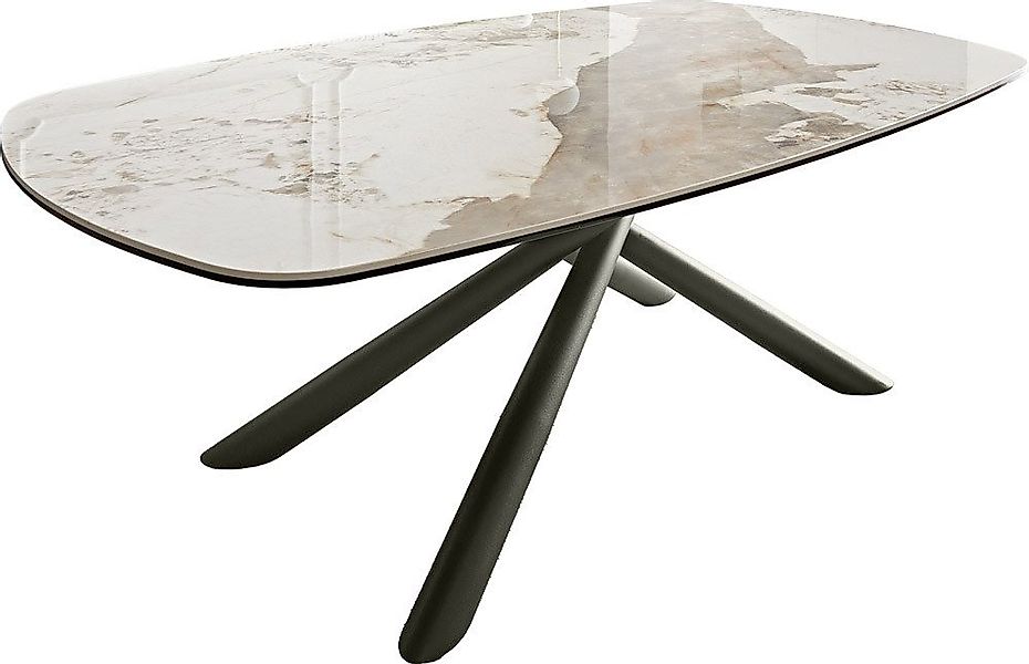 DELIFE Couchtisch Sarita, Keramik Minas Melange Weiß-Beige 120x70 cm Gestel günstig online kaufen