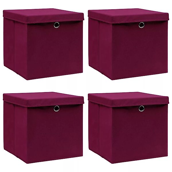 Aufbewahrungsboxen Mit Deckel 4 Stk. Dunkelrot 32×32×32cm Stoff günstig online kaufen