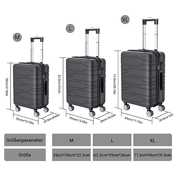 FUROKOY Trolleyset Kofferset Hartschalenkofferset Reisekoffer Set, günstig online kaufen