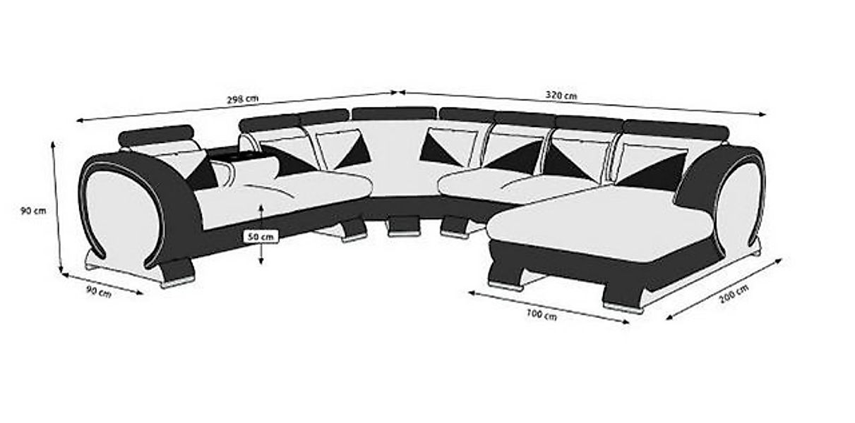 JVmoebel Ecksofa Designer schwarze U-Form Sofa luxus Design modern Stilvoll günstig online kaufen