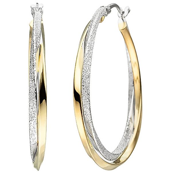 SIGO Creolen verschlungen 925 Sterling Silber bicolor vergoldet Ohrringe günstig online kaufen
