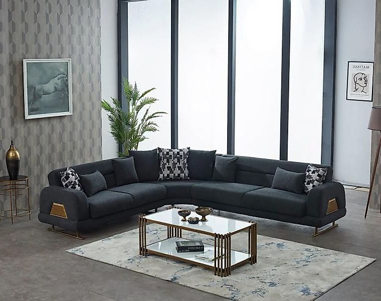 JVmoebel Ecksofa Stoffsofa Ecksofa L form Polstersofa Grau Couch Design Eck günstig online kaufen