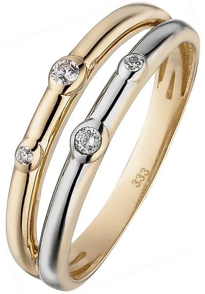 JOBO Fingerring, 333 Gold bicolor mit 4 Zirkonia günstig online kaufen