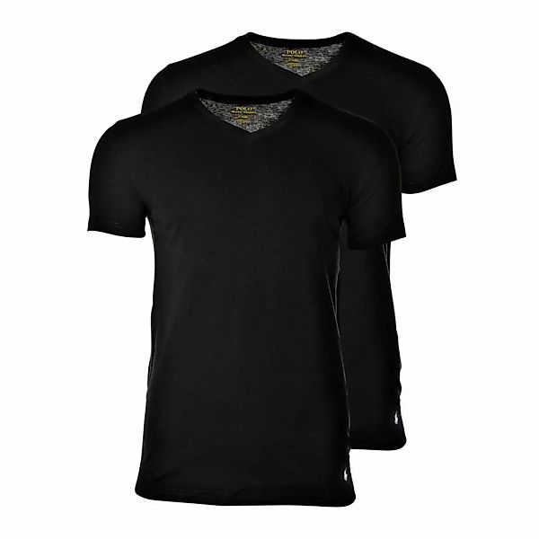 POLO RALPH LAUREN 2er Pack Herren T-Shirts, V-Neck, Halbarm, Uni - Schwarz günstig online kaufen