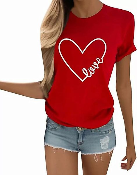 KIKI Kurzarmbluse Shirts Damen Sommer Oversize Casual Print T-Shirt Rundhal günstig online kaufen