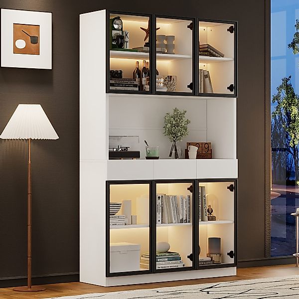 autolock Vitrine 200cm Vitrinenschrank mit LED günstig online kaufen