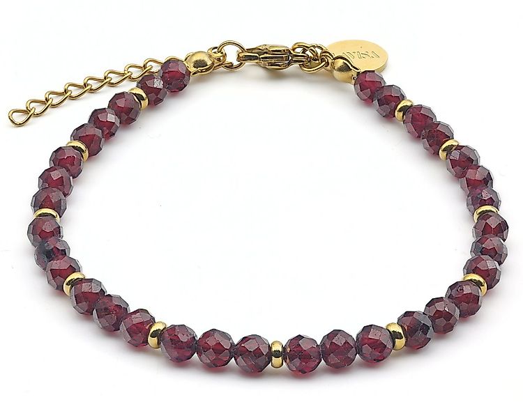 LAVISA Armband Edelstein Armband - 4mm Naturstein Perlen Granat günstig online kaufen