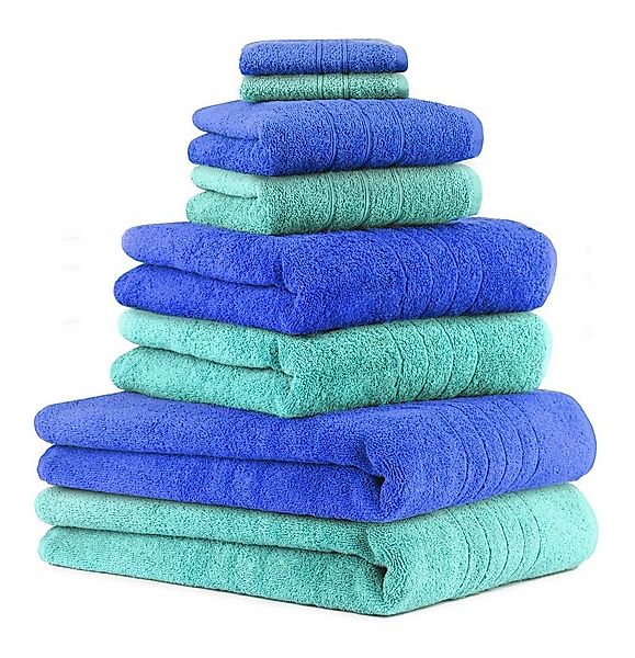 Betz Handtuch Set 8-TLG. Handtuch-Set Deluxe Farbe türkis und blau, 100% Ba günstig online kaufen