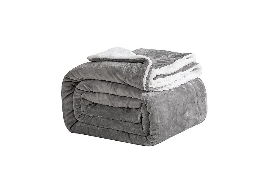 Wohndecke Sherpa-Fleece-Wohndecke, wendbar, kuschelig, warm, Grau, Einzelbe günstig online kaufen