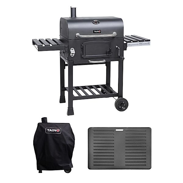 Taino Hero XL Holzkohlegrill Set BBQ Grillwagen Smoker Räucherofen Kohle günstig online kaufen