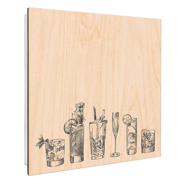 Banjado Schlüsselkasten mit Holzfront 30x30cm Weiß Scharnier Links 50 Haken günstig online kaufen
