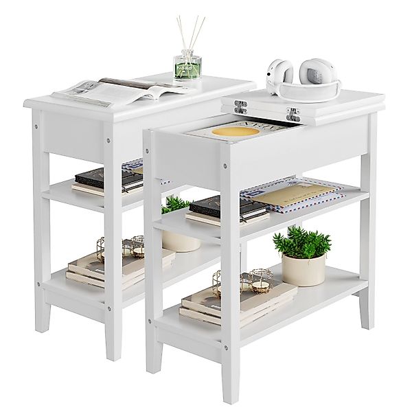 HOMECHO Beistelltisch, 2PCS Couchtisch Weiß Kaffeetisch günstig online kaufen