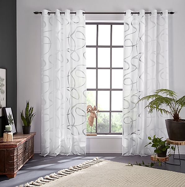Bruno Banani Gardine "Tilo" Ösen 1 Stk. tlg. transparent, Ausbrenner, geweb günstig online kaufen