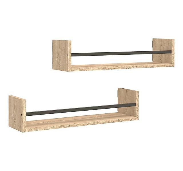 vidaXL Regal Wandregale mit Stangen 2 Stk. Sonoma-Eiche 60x16x14 cm, 2-tlg. günstig online kaufen