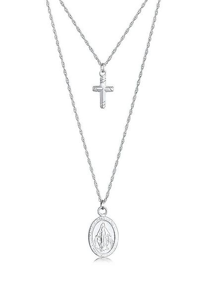 Elli Ketten-Set Layer Kreuz Marienbild 925 Sterling Silber, Kreuz günstig online kaufen