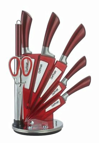 Cheffinger Messer-Set 8-teilig inkl. Acrylständer rot günstig online kaufen