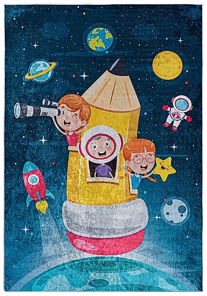 Mazovia Kinderteppich Kinderteppich Kinderzimmerteppich Planeten Weltraum, günstig online kaufen