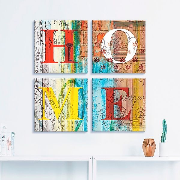 Artland Leinwandbild »Buntes Zuhause«, Sprüche & Texte, (4 St.), 4er Set, v günstig online kaufen