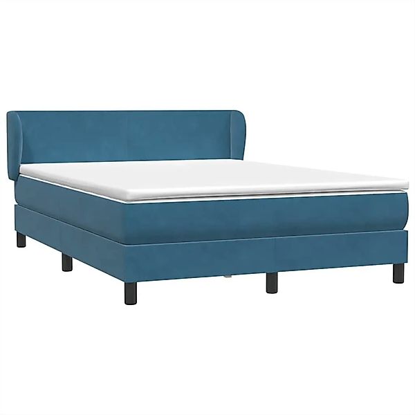 vidaXL Boxspringbett mit Matratze Dunkelblau 140x210 cm Samt 3317359 günstig online kaufen