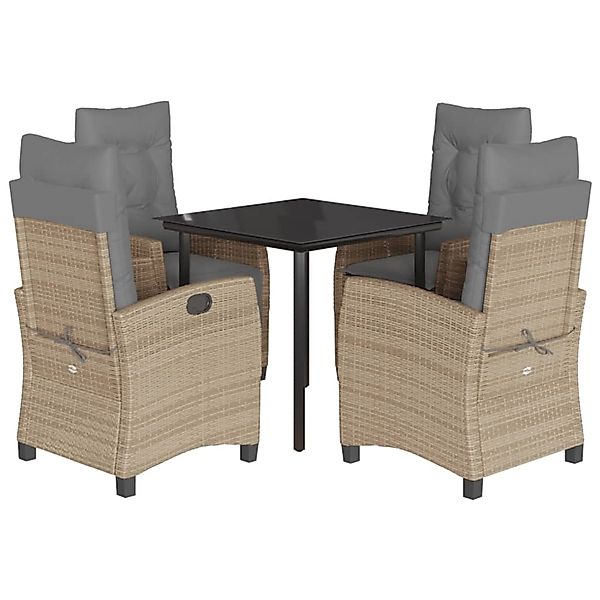 vidaXL 5-Tlg Garten-Essgruppe mit Kissen Beigemischung Poly Rattan 3212834 günstig online kaufen